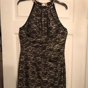 Eliza J black and gold cocktail dress